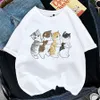 女性のTシャツkaii猫の女性プリント面白いTシャツ女の子動物y2kファッション90年代プリントトップティーグリル黒い白い衣料品drop shipc24319