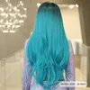 Synthetische pruiken Blauw Ombre Lang golvend Synthetische pruiken voor dames Cosplaypruik Body Golf Natuurlijk haar Pruiken Kerstfeest Hittebestendig Nep haar 240328 240327