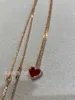 Fanjia V Gold Red Love Necklace Women 925 Silver Plated 18k Rose Gold Heart Bracelet Small Red Heart Earrings Red Agate