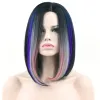 Wigs Soowee 11 Colors Pink Grey Purple Hair Wig Synthetic Hair Short Bob Wigs Straight Cosplay Wig for Black Women