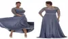 Gray Plus Size Special Occasion Dresses 2019 Sheer Sleeves Evening Gowns With Beads Mother of the Bride Dress Party Plus Long Dres1580460