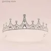 Tiaras ICazo Bridal Wedding Classic Mały Koron Sztuczny kryształ odpowiedni do imprezowej wakacyjnej piłki Nakaz roku Y240319