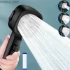 Bathroom Shower Heads 3 Modes High Pressure Large Flow Shower Head Black Water Saving Massage Spray Nozzle Filter Rainfall Shower Bathroom Accessories Y24031