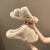 HBP Non-Brand Winter Keep Warm Women Fur Furry Slippers for Home Fluffy Soft Indoor Slides Thick Flats Heel Non Slip Indoor House Shoes