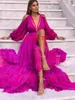 Party Dresses Elegant Chiffon Prom Long Puffy Sleeves Evening Dress Wedding Gowns Vestidos Para Mujer