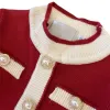 Robe bébé fille enfants revers robes plissées collège vêtements à manches longues chemise rouge enfants jupes décontractées vêtements Style Preppy enfants robe de bal CYD24031902-6