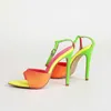 Mujer Sandalias HBP Neon Non di marca Verde Arancione Colore misto Signore Sandali con punta a punta Donna Scarpe con tacco a spillo Tacchi alti