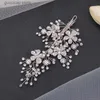 Tiaras Silver Alloy Flower Crystal Handmade Rhinestone Hair Comb Combash Hair Clip Bridal Wedding Dress Occistories Y240319