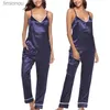 Nachtkleding voor dames 2 STUKS Zijden pyjama voor dames Dames satijnen pyjama Set Nachtkleding V-hals vest en lange broek Casual loungekleding Homewear S-XLC24319