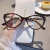 Güneş Gözlüğü Kadın Retro Anti-Blue Hafif Kedi Göz Çerçevesi Gözlükleri Vintage Leopar Bilgisayar Üretim Gözlükler Klasik Düz Gözlükler