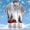 Chemises décontractées pour hommes 2024 Revers de Noël Top Vêtements Chemise hawaïenne Hommes Mode 3D Imprimer Manches courtes