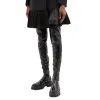 Boots Patent Leather Chunky Bottom Over The Knee Boots Platform Groove Block Heels Side Zip Designer Shoes Women's Punk Cool Footwear