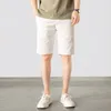 Shorts masculinos 2024 verão homens algodão na altura do joelho cor sólida praia vintage casual moda calças curtas e34