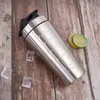 Sport Shaker Cup Rostfritt stål Vakuumblandare Cup Outdoor Drinkwater Vattenflaska Dubbelskikt Protein Pulver Shaker Bottle 500 ml 240401