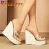 Dress Shoes Dress Shoes Slippers New Wedges Women 14.5CM Fashion Cross Band Straw Rope Weaving Platforms High Heels Handmade Thick Bottom Sandals ZP8W H240321