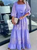 Sukienki swobodne letnie kobiety luźne fit patchwork maxi sukienka trzy ćwierć rękawu kwadratowy kołnierz koronkowy panie na imprezę streetwear vestido