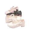 NK Children's Children's Leather White Bow Tie, Spring And Autumn Girls' High Heels, Princess Shoes, Pearl Trendy Single Shoes GG