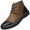 Stivali chelsea stivale genuine in pelle vera scarpa in stile britannico peluche stivale stivali di tendenza piattaforma boot zapato para hombres tenis maschilino