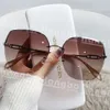 Designer Glasses New Frameless Cut Edge Womens Sunglasses Advanced Gradient Pigment Color Uv Resistant