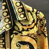 Men's Casual Shirts Floral Baroque Designer Shirt Men High Quality Street Vintage Fall Luxury Royal Gold Printed Clothes Long Sleeve Tops