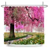 Rideaux de douche fleurs rurales paysage rideau onirique arbre en fleurs maison baignoire décor imperméable Polyester salle de bain