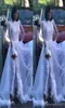 Vita kvinnor Jumpsuit med löstagbart tåg Hög halsspets Appliced ​​Crystal Long Sleeve Prom Dress Luxury Feather Formal Evening G3625492