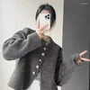 Damenjacken Harajuku Elegant Kurzer Wollmantel Frauen Koreanischer Luxus Solide Einreiher Altes Geld Stil Lose Oberbekleidung Herbst Winter