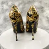 Robe Chaussures Noir Graffiti Coloré Femmes Pompes Sexy Talons Hauts Stilettos De Fête De Mariage Couleur Mixte Imprimer QP231