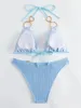 Costumi da bagno da donna Sexy Anello in metallo Halter Micro Mini Bikini Set due pezzi 2024 Costume da bagno donna perizoma Costume da bagno femminile Biquini