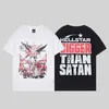 2024 Early Spring New American High Street Trendy Brand Hell Star/Angel Art Text Mönster Hip Hop Print T-shirt
