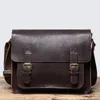 Totes Men's Leather Shoulder Crossbody Vintage Magnetic Buckle Flap Cowhide Bag Ladies Gift For Husband Man 13 Inch Laptop