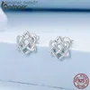 Stud BAMOER 925 Sterling Silver Celtic Knot Ear Studs Brincos Coração Ela Twisted Line Brincos para Mulheres Tren Jóias GiftC24319