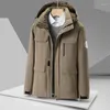 Vestes pour hommes Hommes Parkas d'hiver Casual Épaissir Polaire à capuche Manteaux en plein air Multi-poches Coupe-vent Coupe-vent Vêtements d'extérieur chauds