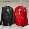 Women's Suits BORVEMAYS Diamonds Chain Tassel Blazer Temperament Tailored Collar Single Button Solid Color Hollow Out Spring Sexy Coat