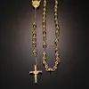 Men's charm Cross Jesus Necklace & pendants long rosary beads chain stainless steel men's jewelry