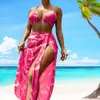 Mulheres Swimwear Beach Resort sótão rendas até camisola decote conjunto de maiô adequado para mulheres de cintura alta biquíni verão cor design J240319