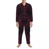 Vêtements de nuit pour hommes Ensembles de pyjama galaxie rouge Automne Espace abstrait Imprimer Belle maison Dame 2 pièces Esthétique surdimensionné personnalisé Cadeau de vêtements de nuit