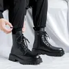 Botas Inglaterra Estilo Mens Plataforma Casual Couro Genuíno Outono Inverno Bota Alta Motocicleta Bonito Botas Longas Masculinas