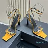 Sandales classiques à talons hauts et bout carré avec dessus en cuir de veau importé, doublure, semelles en cuir véritable et chaussures à talons hauts