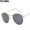 Sonnenbrille Gold Metallrahmen Frauen Spiegel Runde Sonnenbrille Beschichtung Reflektierende Retro Marke Designer Trend Brillen