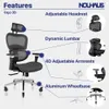 Nouhaus ergo3d ergonomiczne wsparcie lędźwiowe MESH 4D Regulowany przepływ podłokietnika z kółkami Gaming Krzesło Wygodne Krzesło biurowe (czarny)