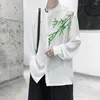 メンズカジュアルシャツsyuhgfa 2024春の丸い襟長袖竹印刷シャツルーストップス男性服
