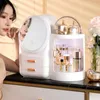 Storage Boxes Cosmetic Box Dressing Table With Lamp Mirror Integrated Rotating Makeup Organizers Desktop Skin Care Product Rack