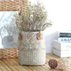 Rural Lavender Vase Woven Sundries Storage Baskets Hanging Basket Rattan Babysbreath Potted Flowerpot Home with Handle 240318