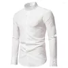 Chemises habillées pour hommes Hommes Blanc Col Stand Volant Fête De Mariage Marié Slim Fit Formel Médiéval Steampunk Chemise Victorienne Tops