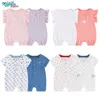 Barboteuses Nouveau-né bébé garçon vêtements 2 pièces gaufré coton bébé fille vêtements 0-24M dessin animé imprimé infantile barboteuses manches courtes BebesC24319