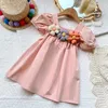 Girl Dresses Aile Girl's Dress 2024 Summer Flower Short Sleeve Princess Wholesale Lots Bulk Clothes Kids Costume