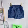 Zestawy odzieży Baby Girls Dżins stały kolor bez rękawów koronkowy kamizelki kamizelki elastyczne talia luźne szorty 2pcs letnie moda