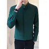 Chemises décontractées pour hommes Noirâtre Vert Élégant Col Père Social Slim Fit Blanc Mandarin Vêtements Élégants Noir Prêtre Blouse