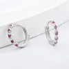 Hoop Earrings 925 Sterling Silver Exquisite Pink Love Twist Fashion Shiny Zircon Geometric Girls Party Wedding Jewelry